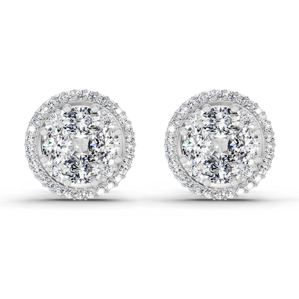 2.05 Ct Oval Shape Cluster Diamond Earrings | 14K Rose Gold