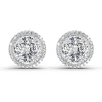 2.05 Ct Oval Shape Cluster Diamond Earrings | 14K Rose Gold