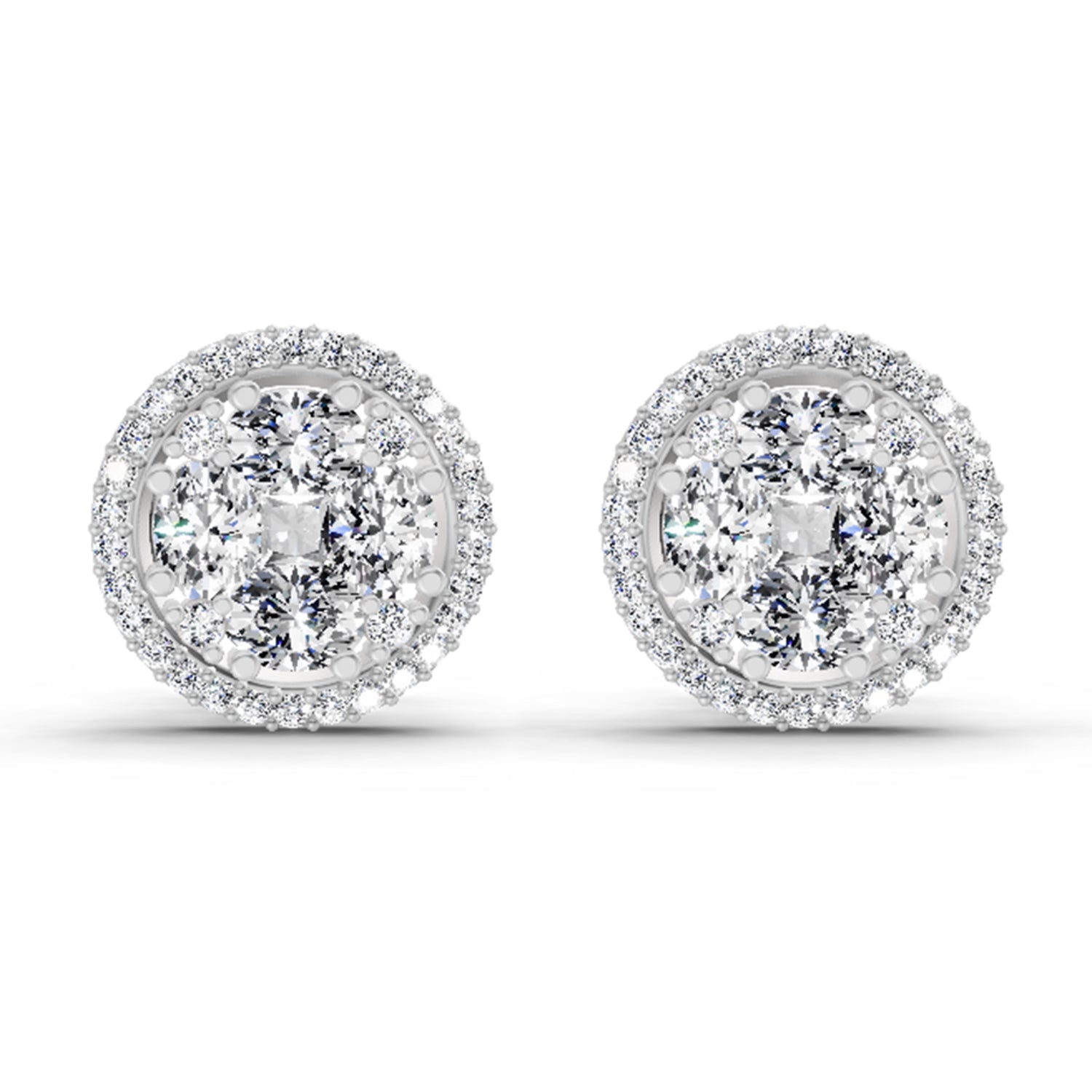 2.05 Ct Oval Shape Cluster Diamond Earrings | 14K Rose Gold