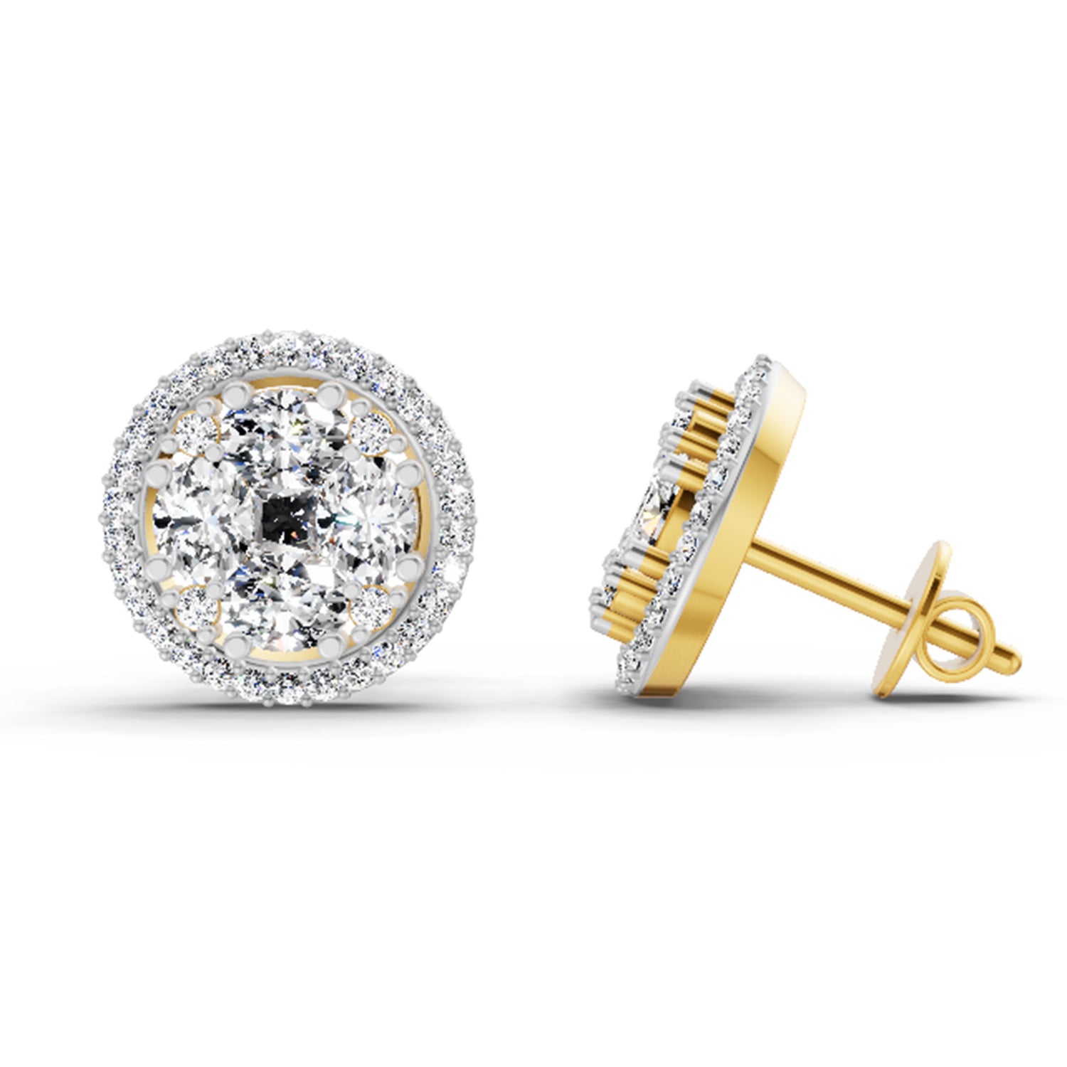 2.05 Ct Oval Shape Cluster Diamond Earrings | 14K Rose Gold
