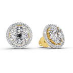 2.05 Ct Oval Shape Cluster Diamond Earrings | 14K Rose Gold