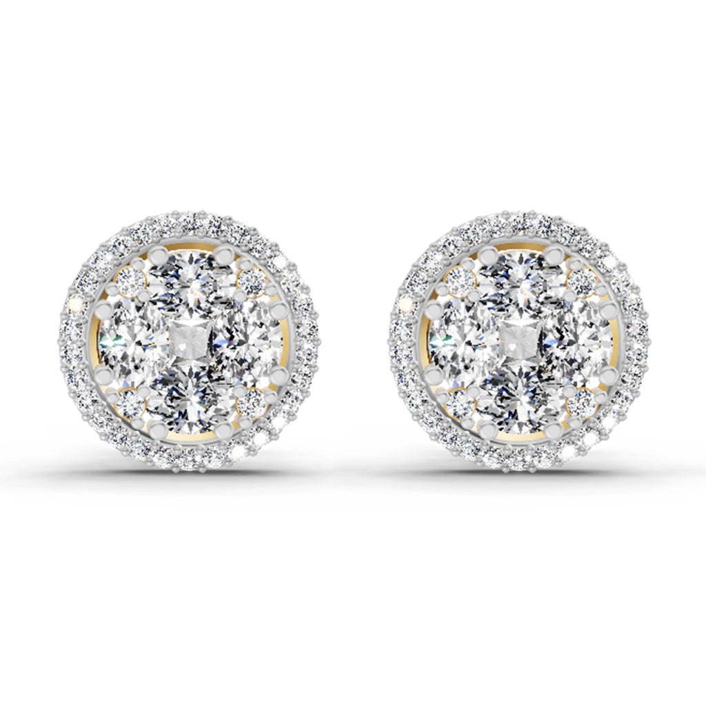 2.05 Ct Oval Shape Cluster Diamond Earrings | 14K Rose Gold