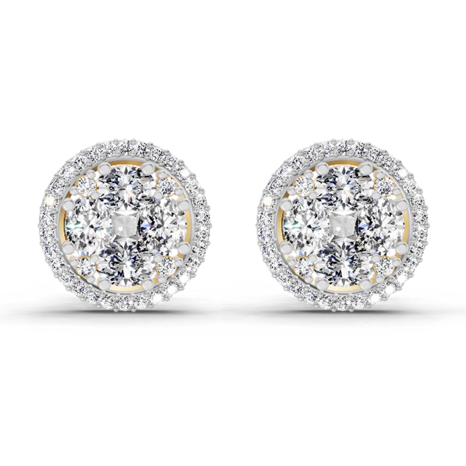 2.05 Ct Oval Shape Cluster Diamond Earrings | 14K Rose Gold