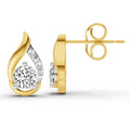 0.74 Ct Round Teardrop Earrings | 14K Yellow Gold