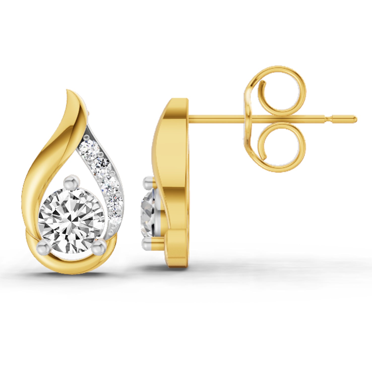 0.74 Ct Round Teardrop Earrings | 14K Yellow Gold
