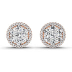 0.82 Ct Round Shape Cluster Diamond Earrings | 14K Rose Gold