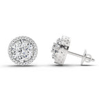 0.82 Ct Round Shape Cluster Diamond Earrings | 14K Rose Gold