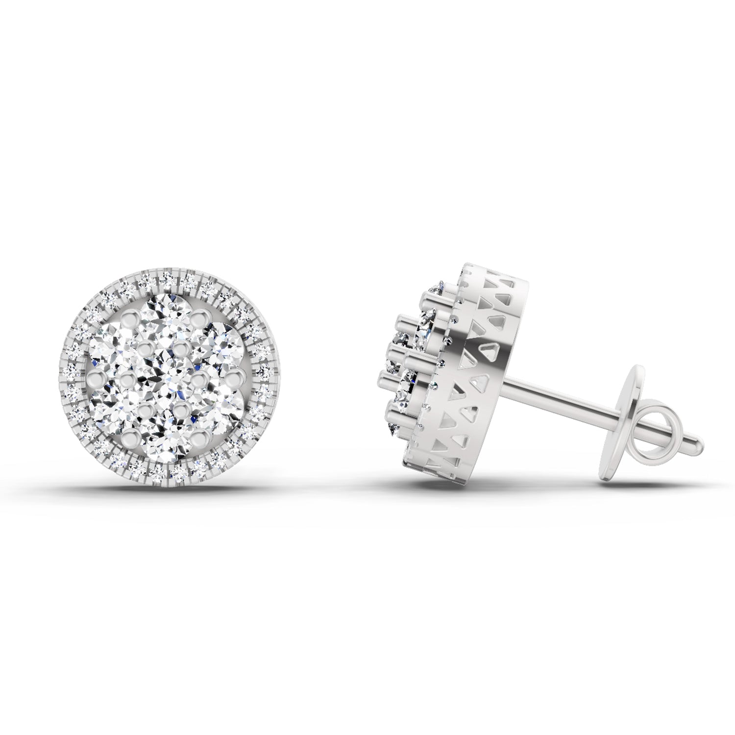 0.82 Ct Round Shape Cluster Diamond Earrings | 14K Rose Gold