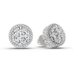 0.82 Ct Round Shape Cluster Diamond Earrings | 14K Rose Gold