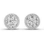 0.82 Ct Round Shape Cluster Diamond Earrings | 14K Rose Gold
