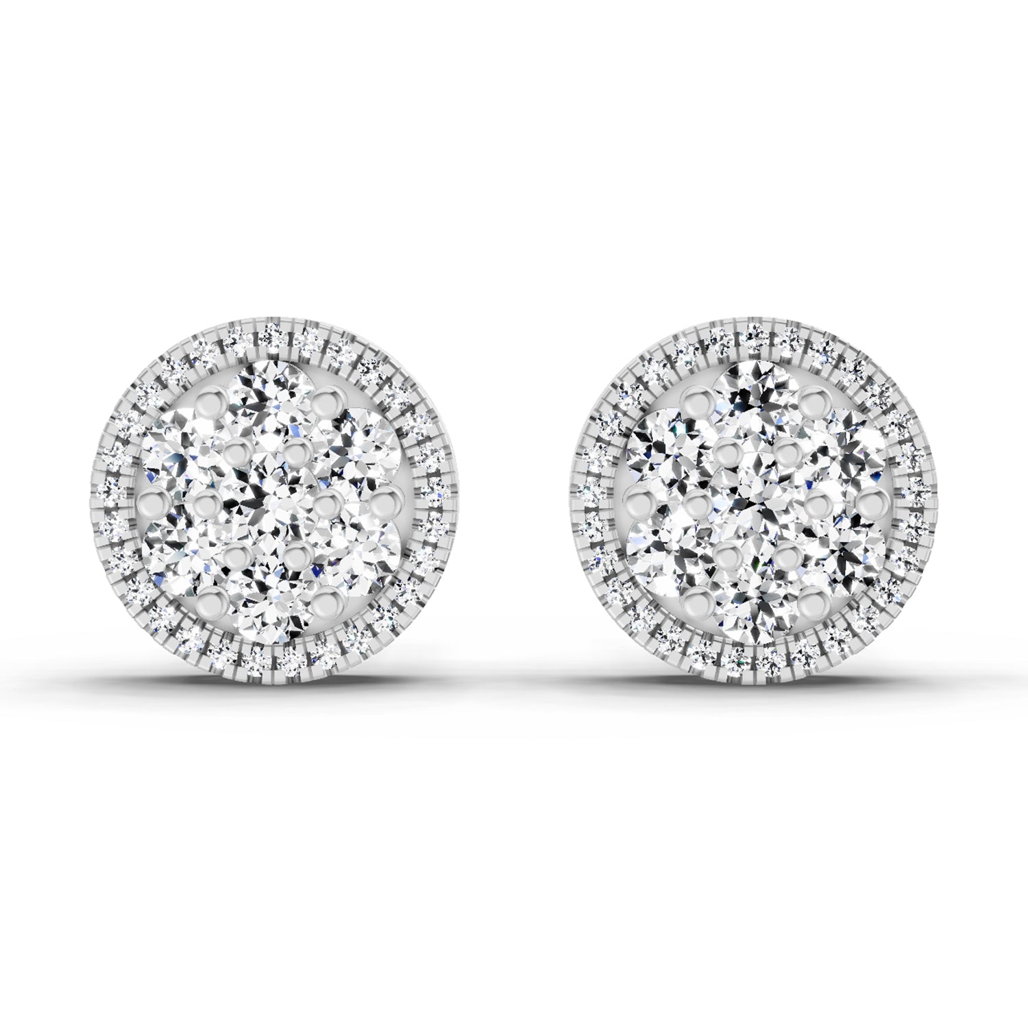 0.82 Ct Round Shape Cluster Diamond Earrings | 14K Rose Gold