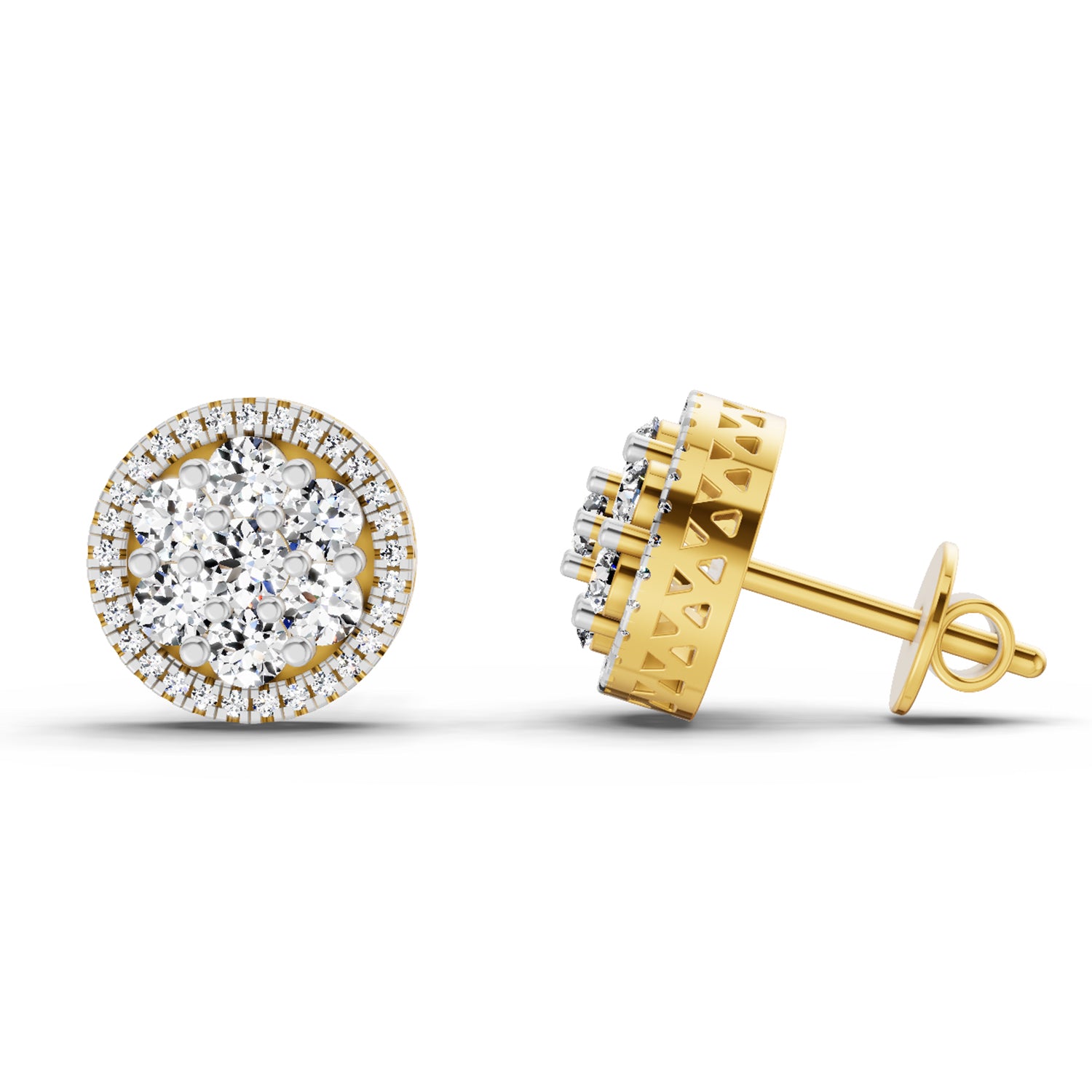 0.82 Ct Round Shape Cluster Diamond Earrings | 14K Rose Gold