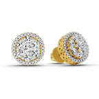 0.82 Ct Round Shape Cluster Diamond Earrings | 14K Rose Gold