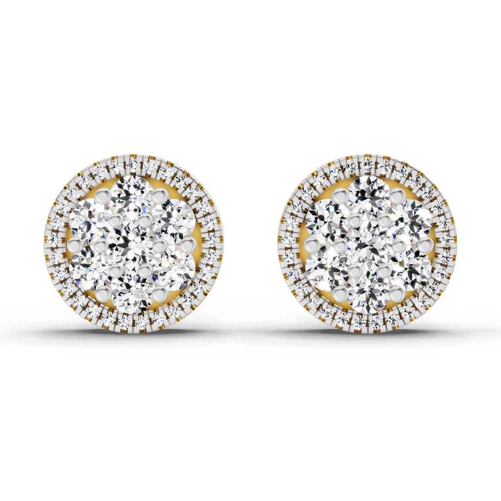 0.82 Ct Round Shape Cluster Diamond Earrings | 14K Rose Gold