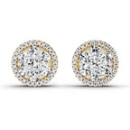 0.82 Ct Round Shape Cluster Diamond Earrings | 14K Rose Gold