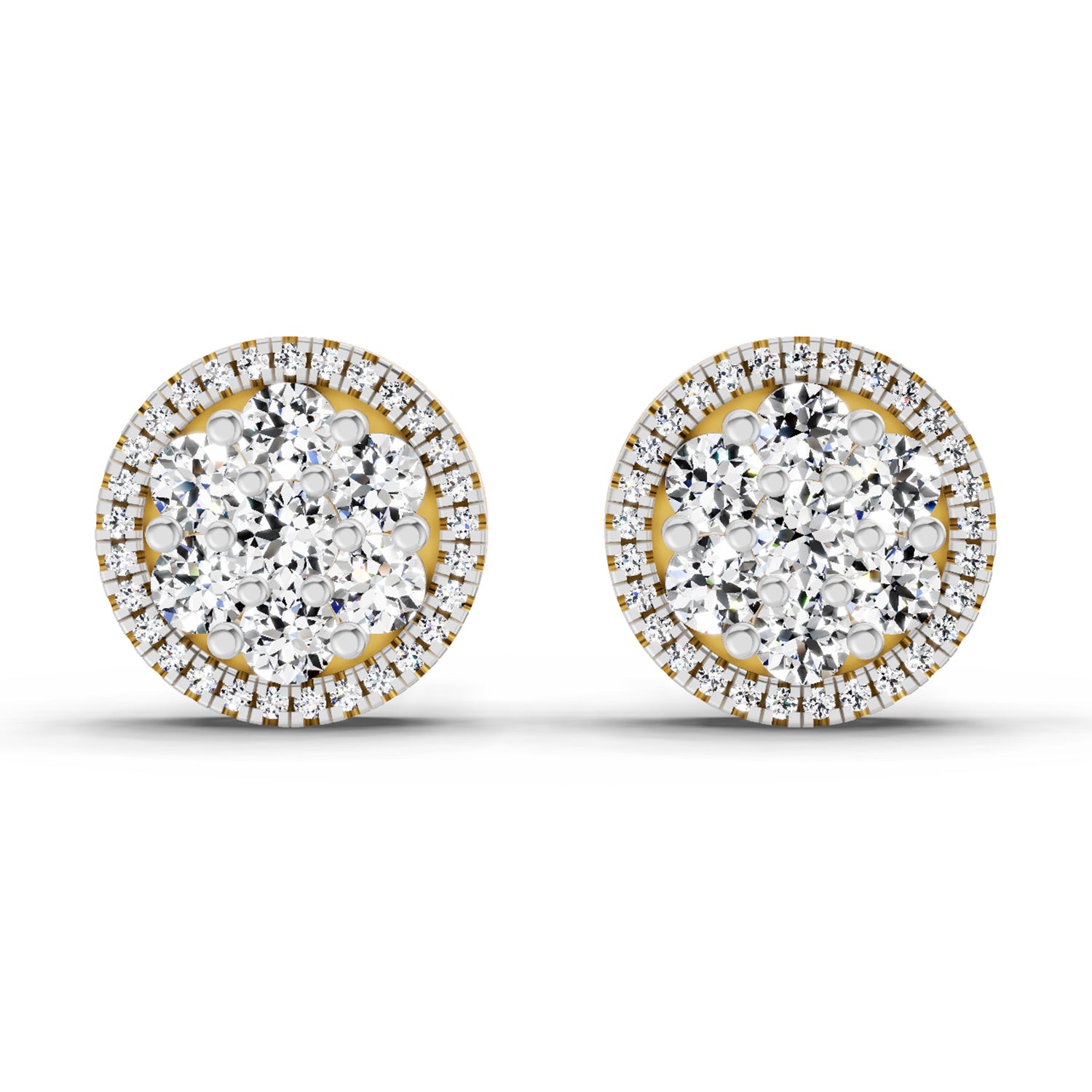 0.82 Ct Round Shape Cluster Diamond Earrings | 14K Rose Gold