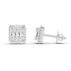 0.45 Ct Baguette Shape Cluster Diamond Earrings | 14K Rose Gold