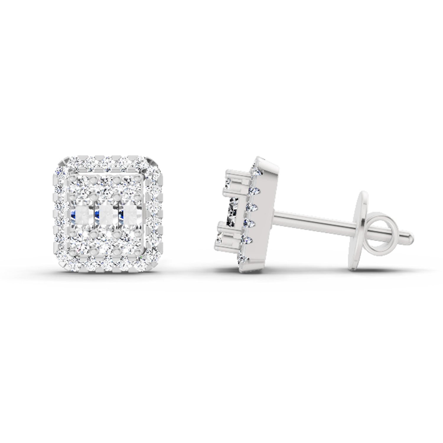 0.45 Ct Baguette Shape Cluster Diamond Earrings | 14K Rose Gold