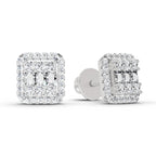0.45 Ct Baguette Shape Cluster Diamond Earrings | 14K Rose Gold