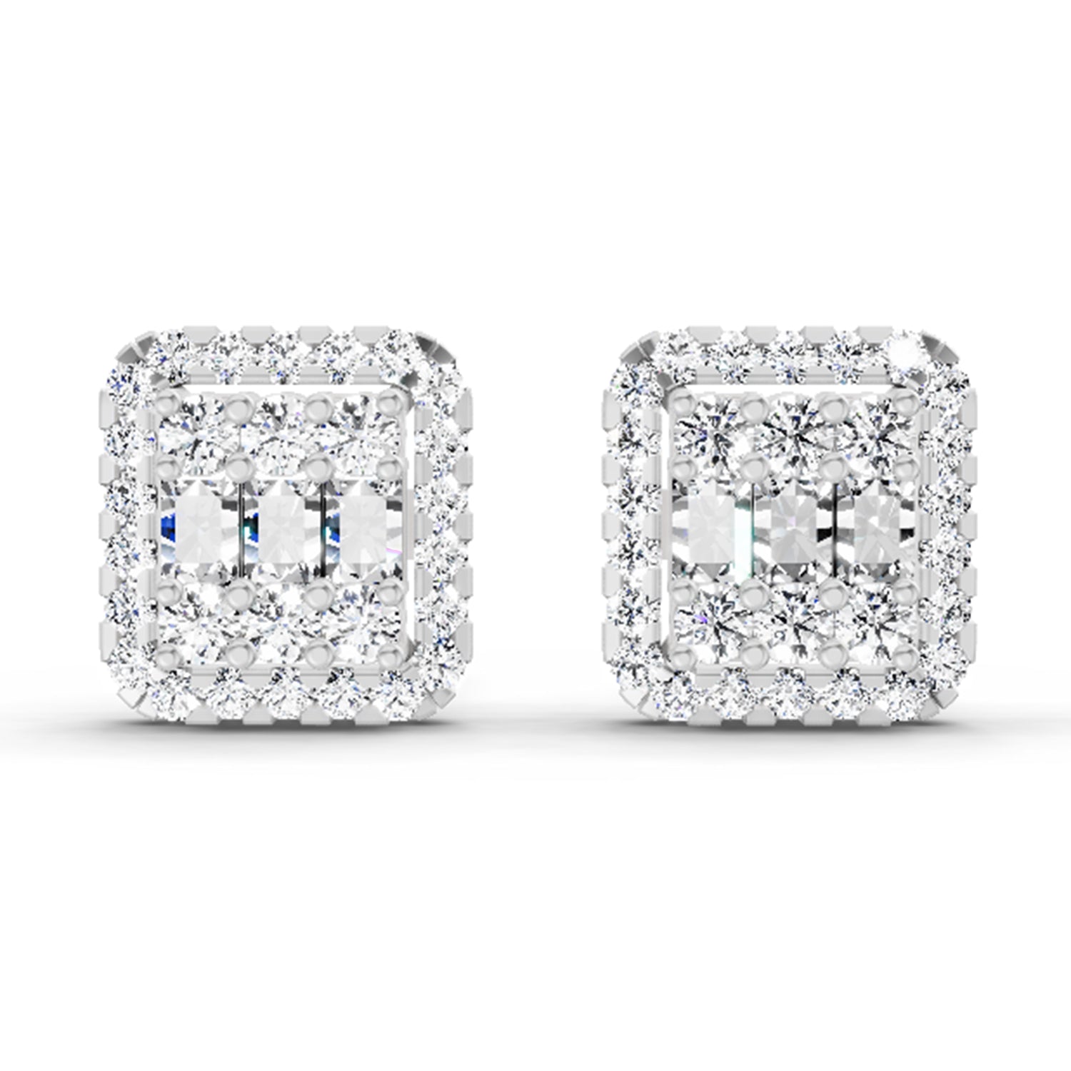 0.45 Ct Baguette Shape Cluster Diamond Earrings | 14K Rose Gold