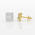 0.45 Ct Baguette Shape Cluster Diamond Earrings | 14K Rose Gold