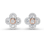 0.79 Ct Round Shape Cluster Diamond Earrings | 14K Rose Gold