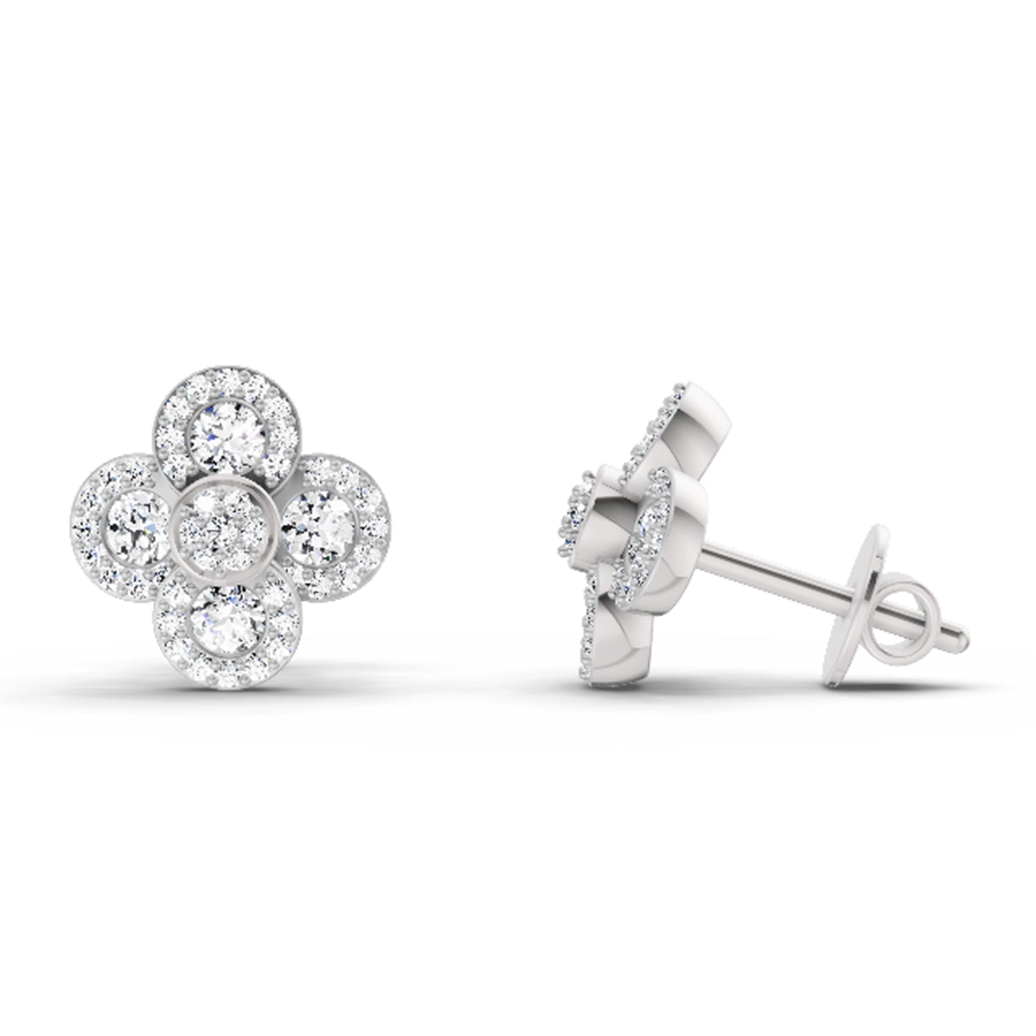0.79 Ct Round Shape Cluster Diamond Earrings | 14K Rose Gold