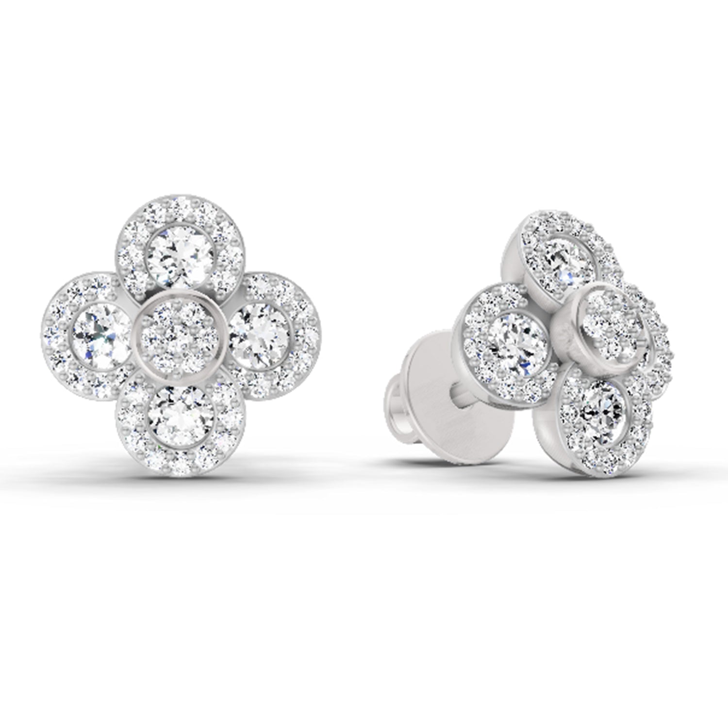 0.79 Ct Round Shape Cluster Diamond Earrings | 14K Rose Gold