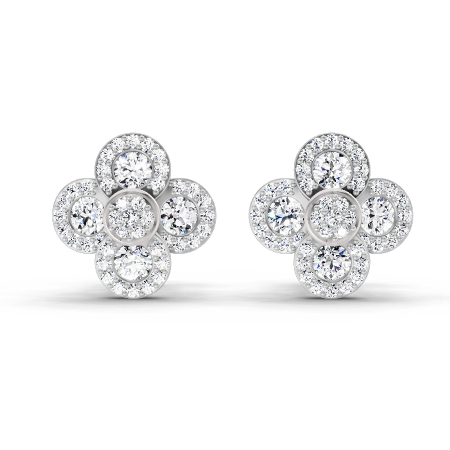 0.79 Ct Round Shape Cluster Diamond Earrings | 14K Rose Gold