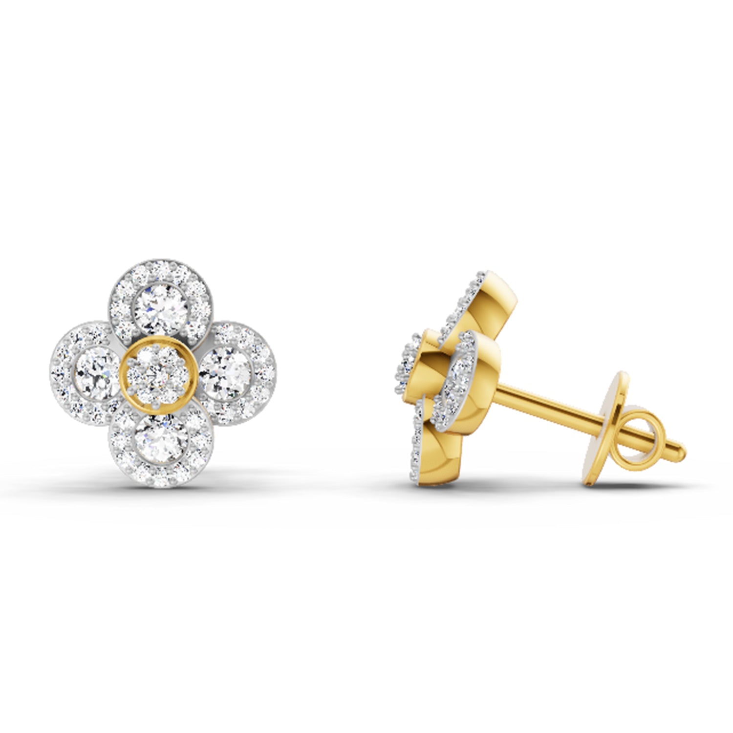 0.79 Ct Round Shape Cluster Diamond Earrings | 14K Rose Gold