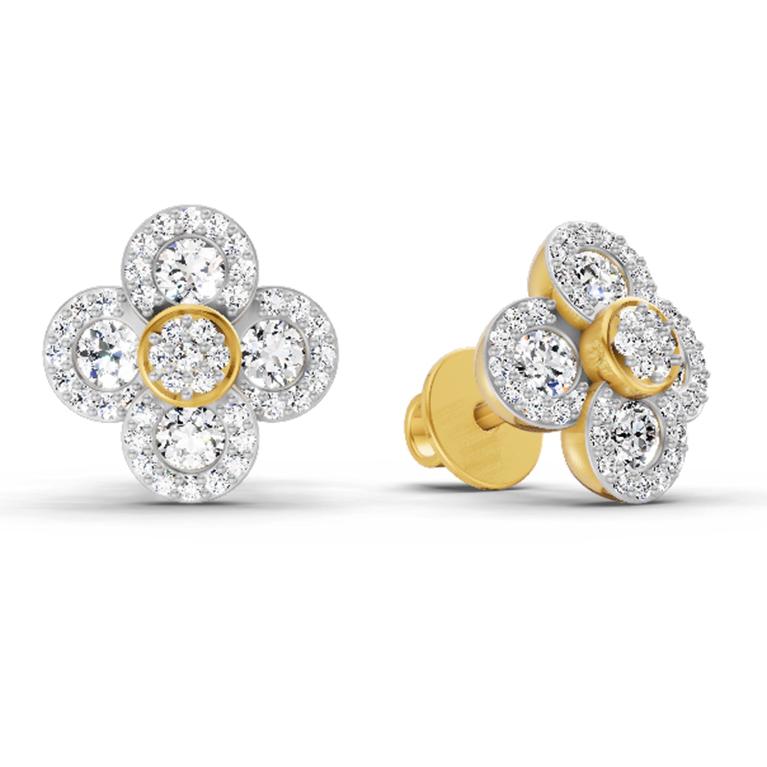 0.79 Ct Round Shape Cluster Diamond Earrings | 14K Rose Gold