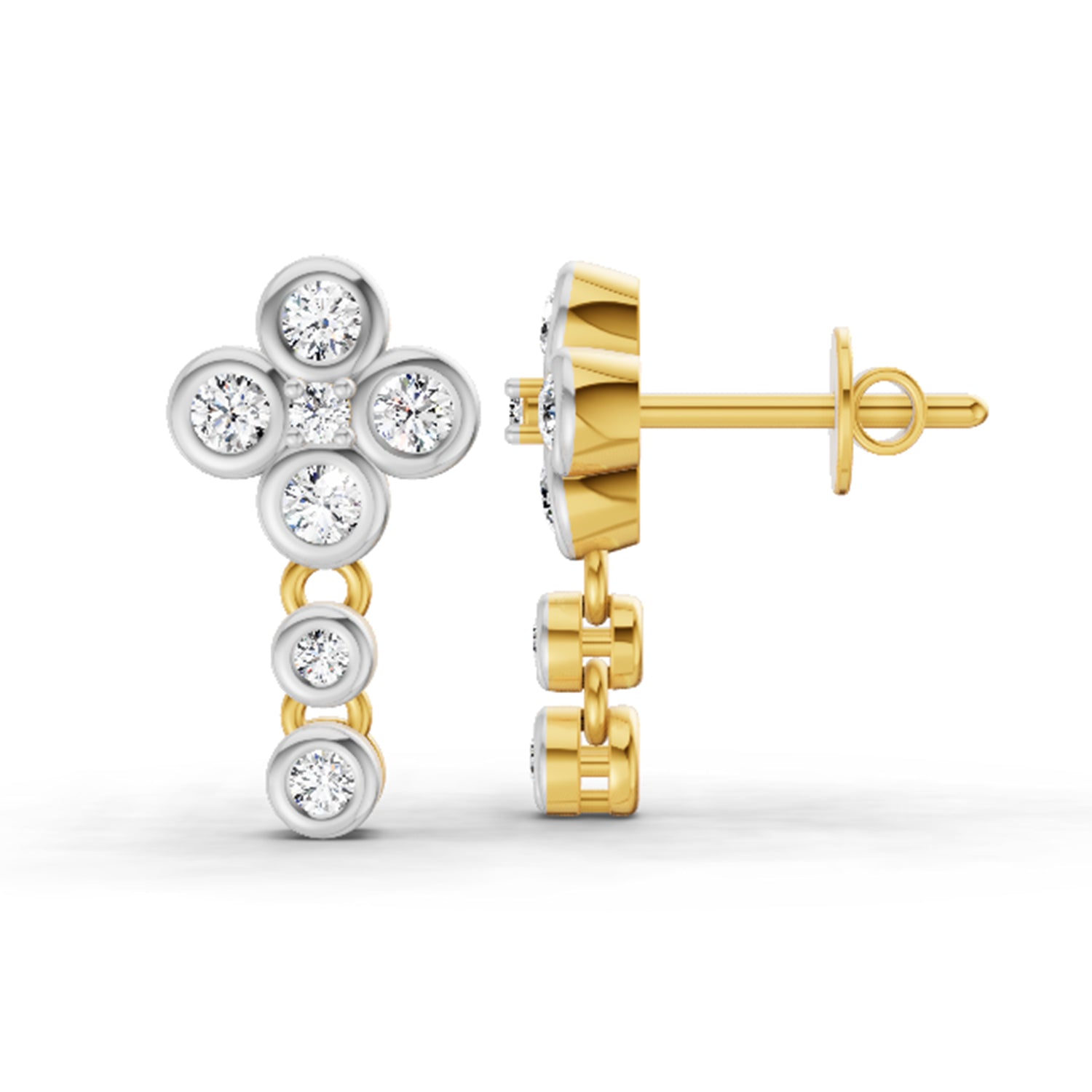 0.5 Ct Round Dangle Earrings | 14K Yellow Gold  FG VS Quality Diamonds