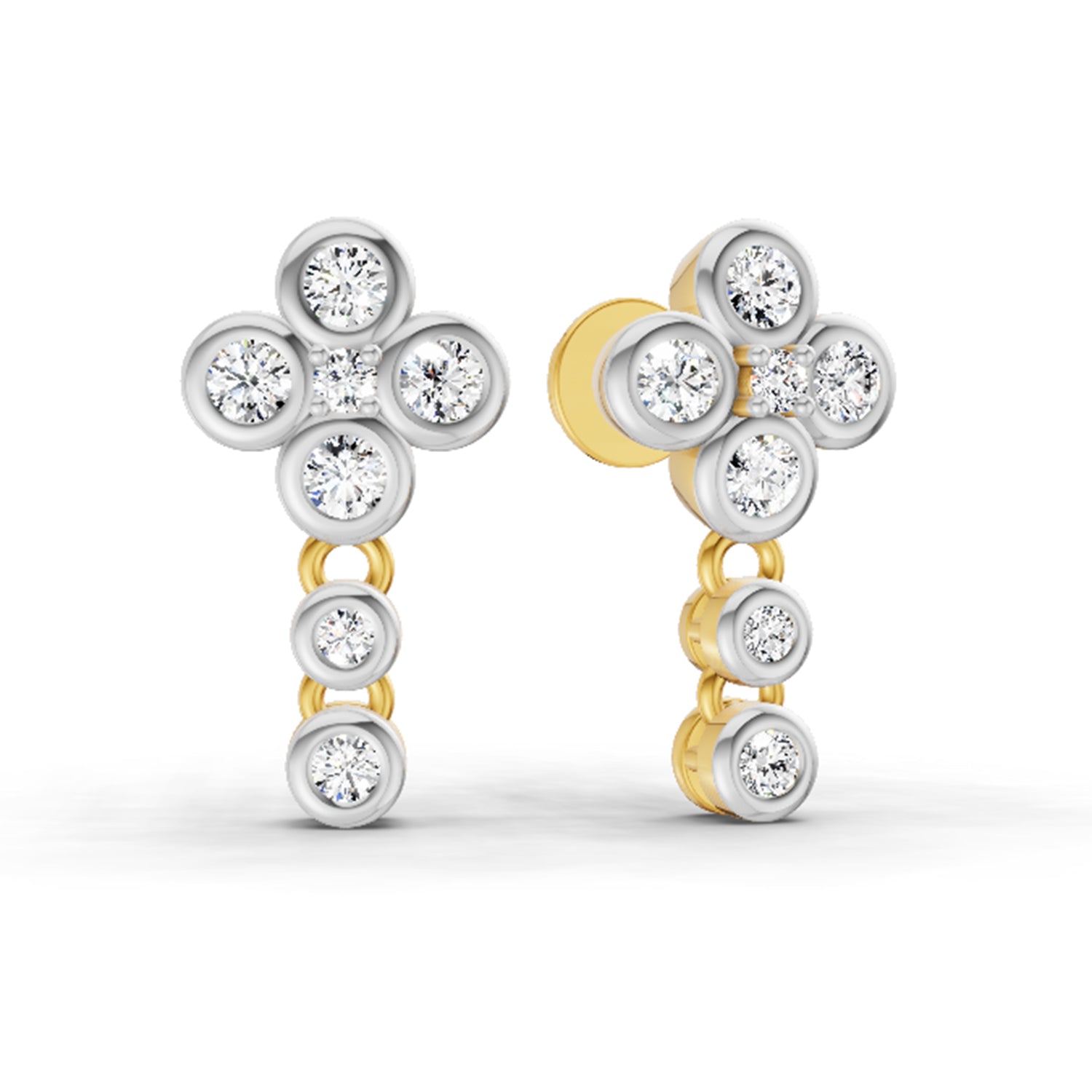 0.5 Ct Round Dangle Earrings | 14K Yellow Gold  FG VS Quality Diamonds