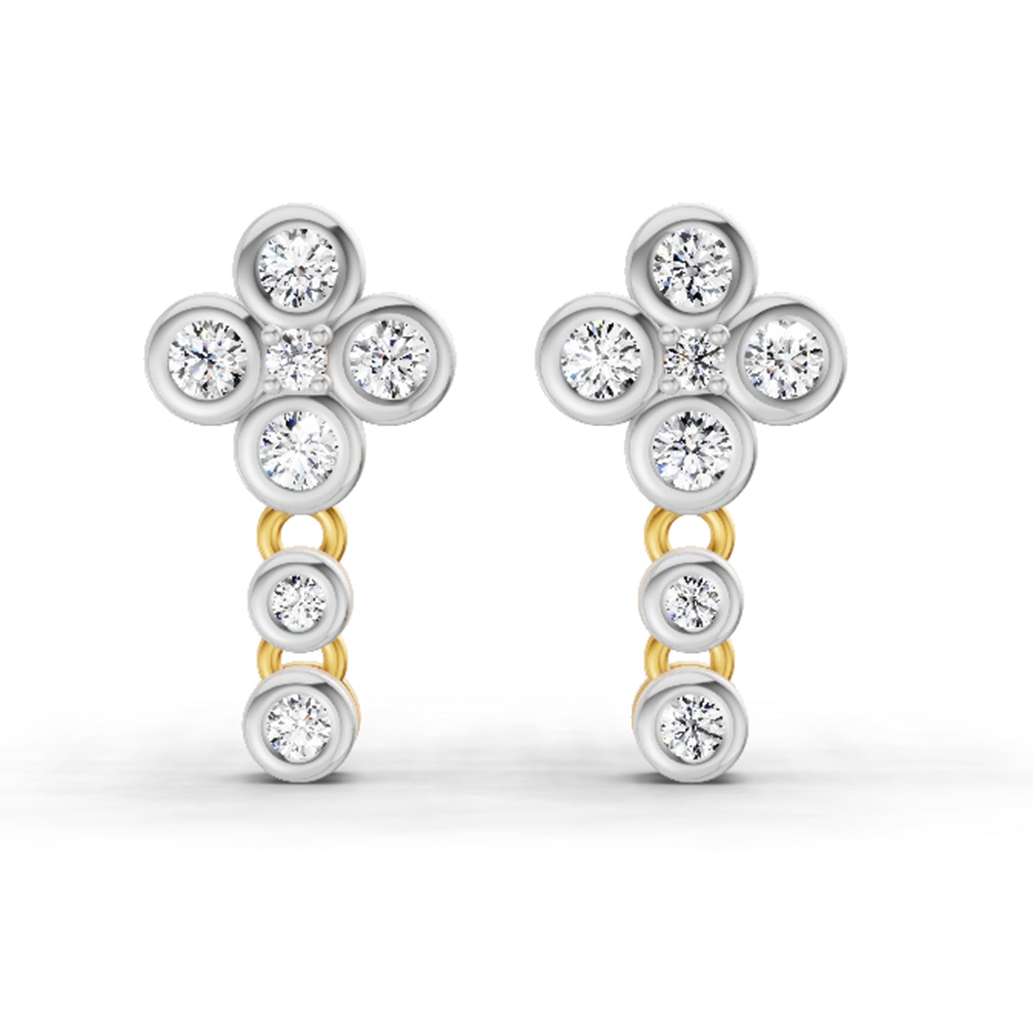 0.5 Ct Round Dangle Earrings | 14K Yellow Gold  FG VS Quality Diamonds