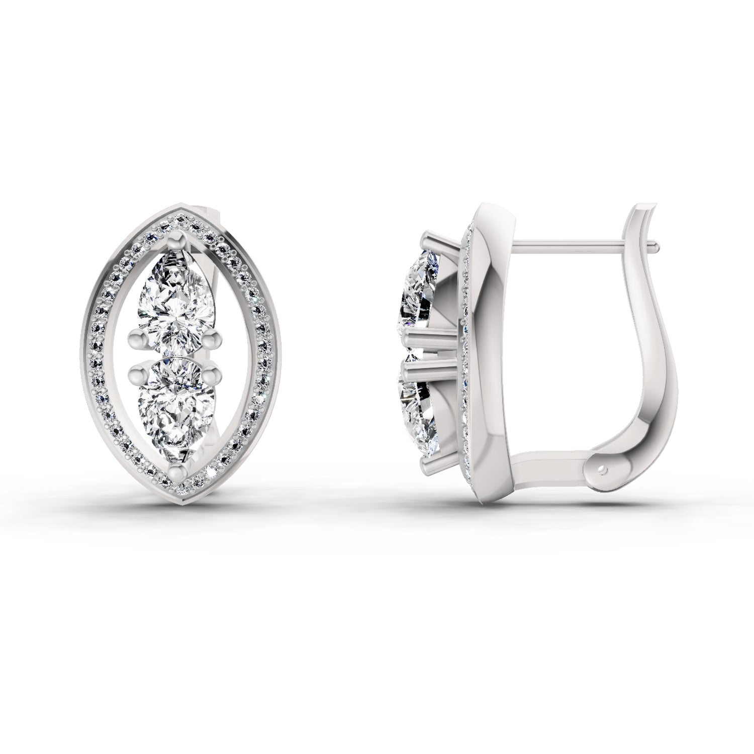 2.63 Ct Pear Shape Cluster Diamond Earrings | 14K Rose Gold