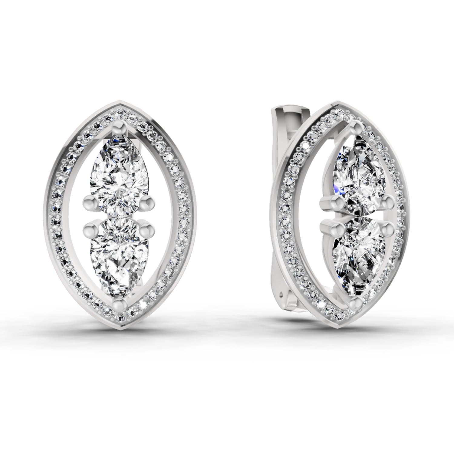 2.63 Ct Pear Shape Cluster Diamond Earrings | 14K Rose Gold