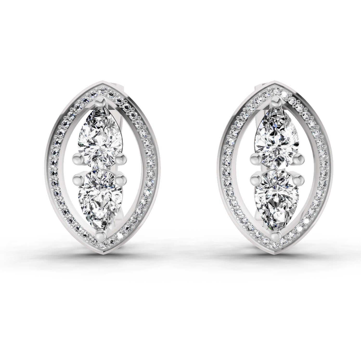 2.63 Ct Pear Shape Cluster Diamond Earrings | 14K Rose Gold