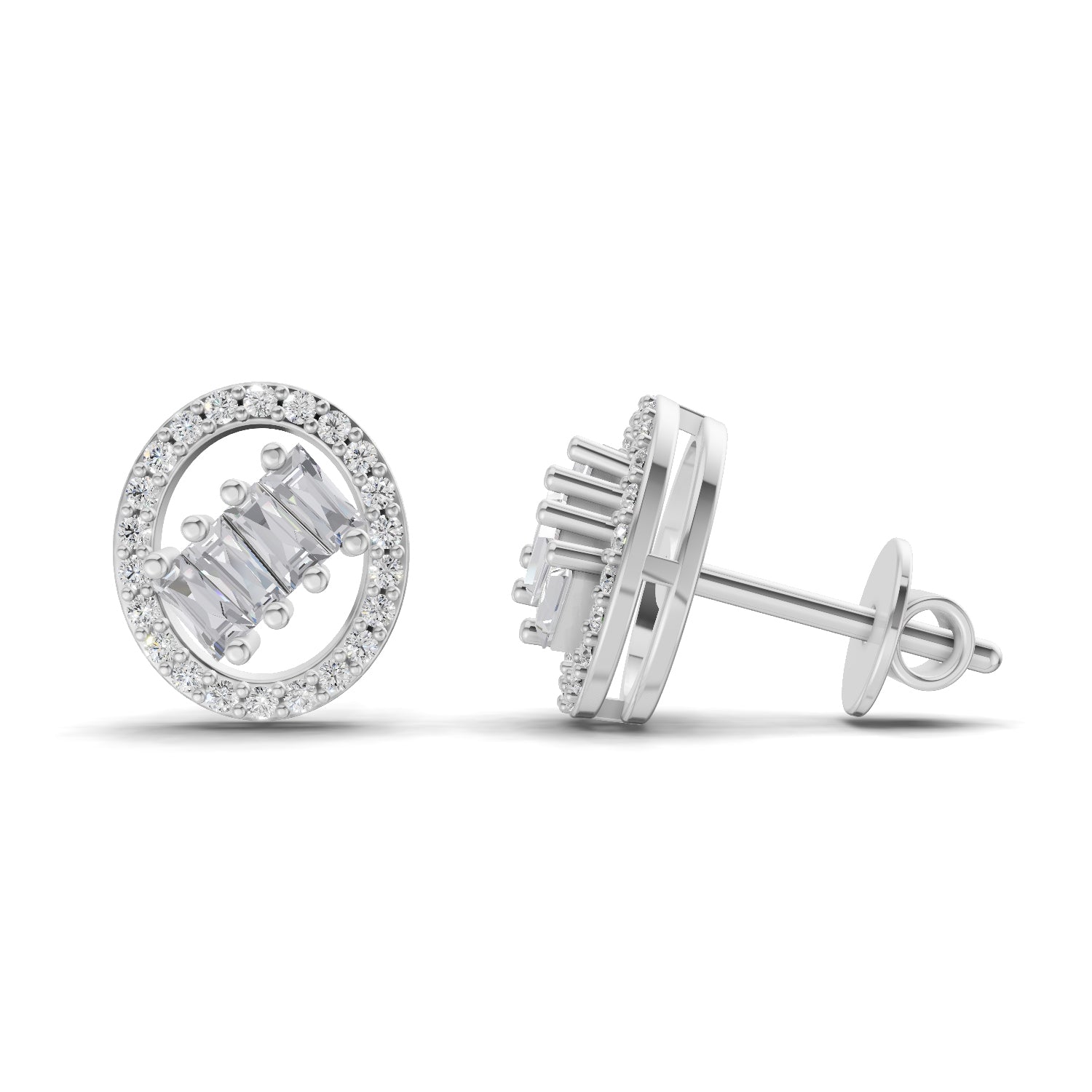 0.47 Ct Round Shape Cluster Diamond Earrings | 14K Rose Gold