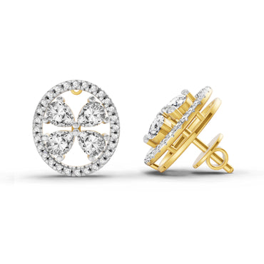 1.8 Ct Clover Earrings | 14K Yellow Gold