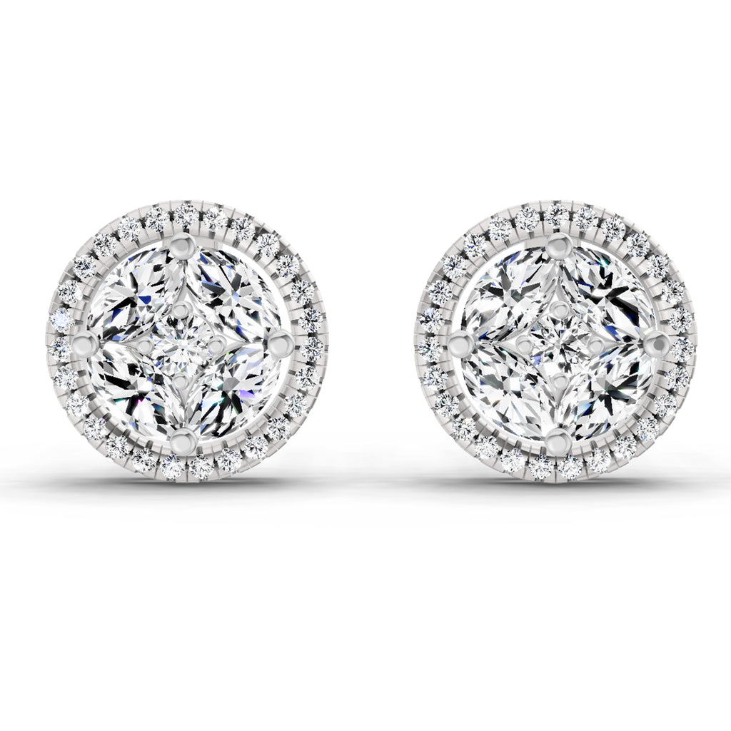 0.79 Ct Marquise Shape Cluster Diamond Earrings | 14K Rose Gold