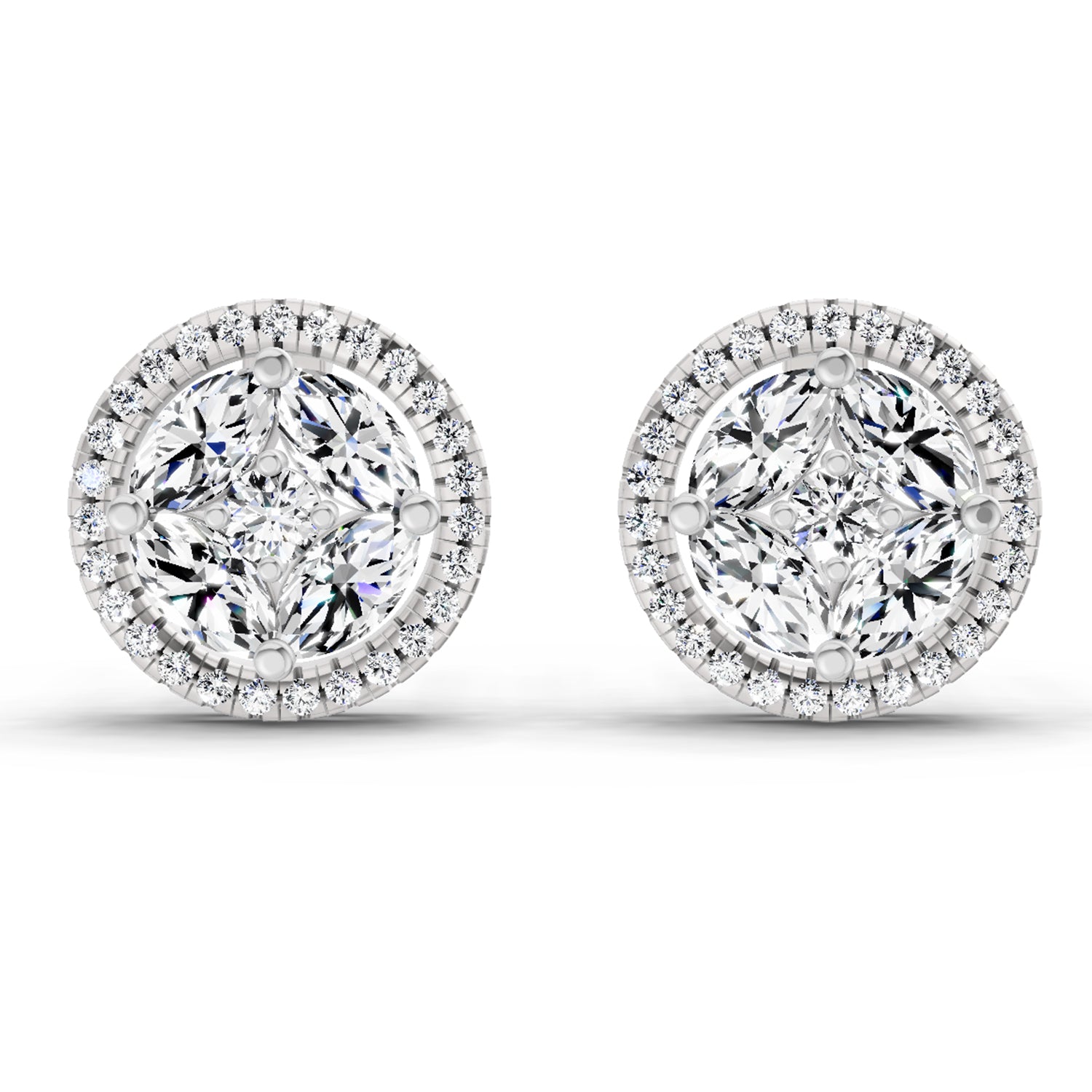 0.79 Ct Marquise Shape Cluster Diamond Earrings | 14K Rose Gold