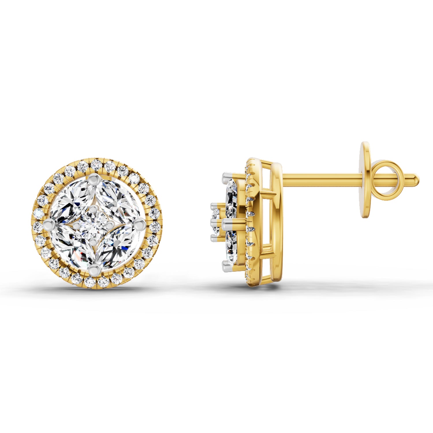 0.79 Ct Marquise Shape Cluster Diamond Earrings | 14K Rose Gold