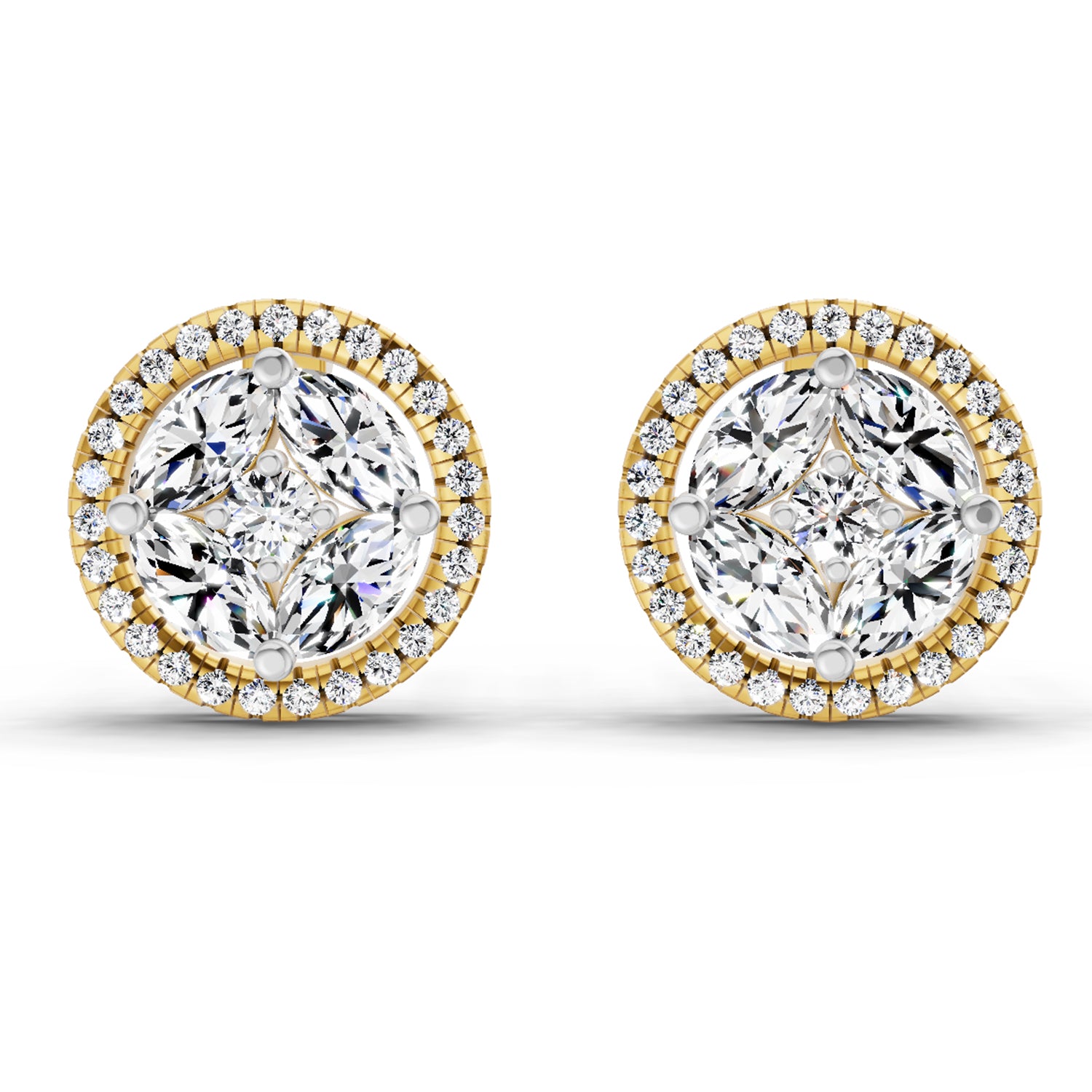 0.79 Ct Marquise Shape Cluster Diamond Earrings | 14K Rose Gold