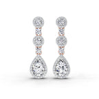 1.67 Ct Pear Shape Dangle Diamond Earrings | 14K Rose Gold