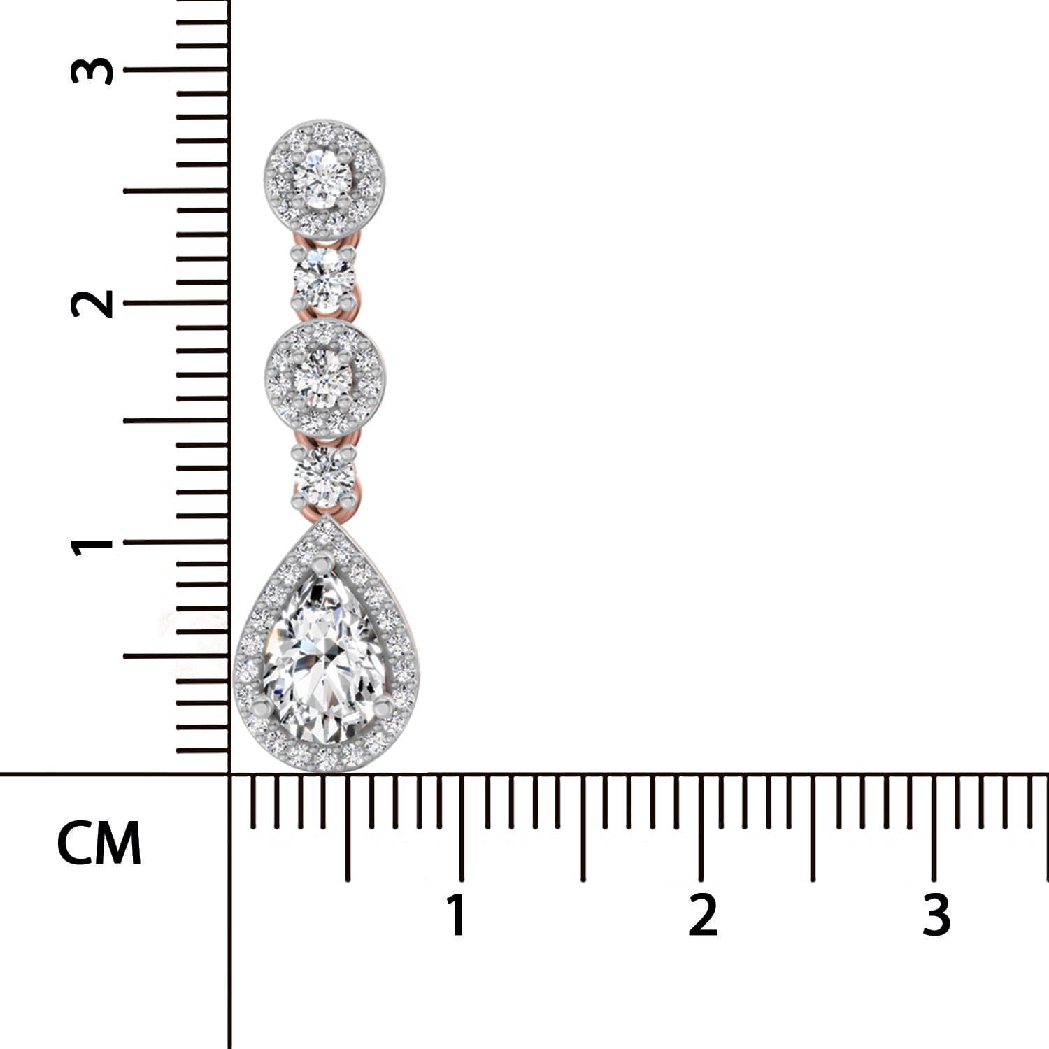 1.67 Ct Pear Shape Dangle Diamond Earrings | 14K Rose Gold