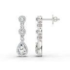 1.67 Ct Pear Shape Dangle Diamond Earrings | 14K Rose Gold