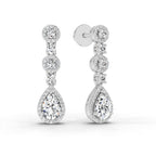 1.67 Ct Pear Shape Dangle Diamond Earrings | 14K Rose Gold