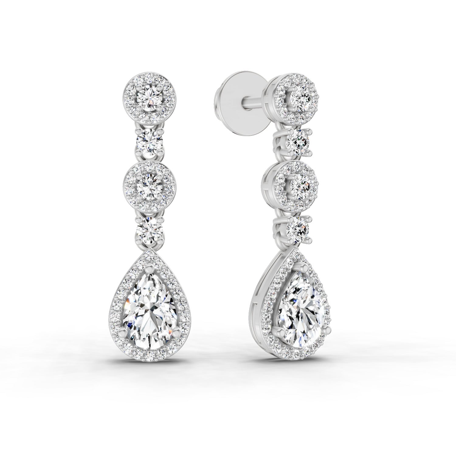 1.67 Ct Pear Shape Dangle Diamond Earrings | 14K Rose Gold