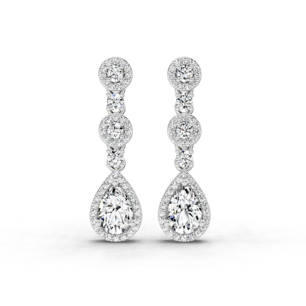 1.67 Ct Pear Shape Dangle Diamond Earrings | 14K Rose Gold