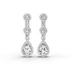 1.67 Ct Pear Shape Dangle Diamond Earrings | 14K Rose Gold